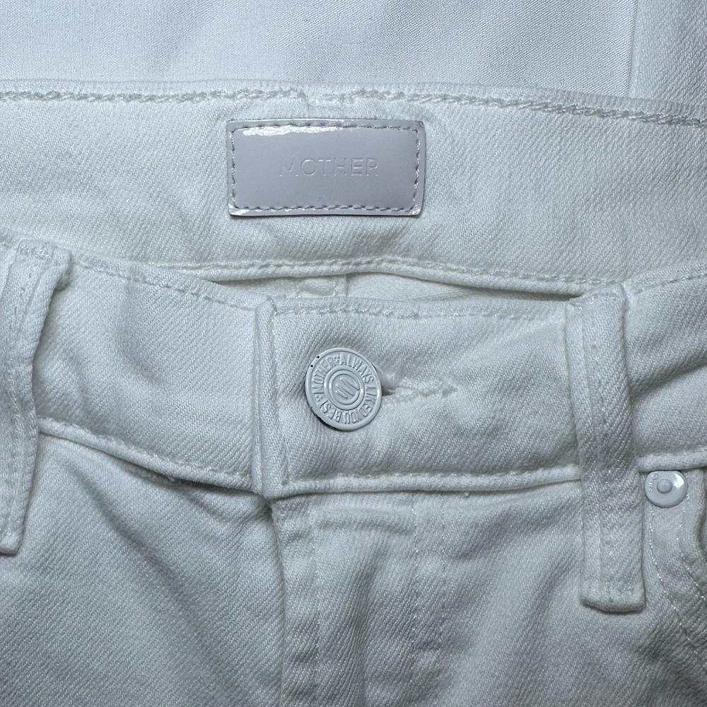 MOTHER The Insider Crop Step Ankle Fray Fairest of Them All White Jean size 27